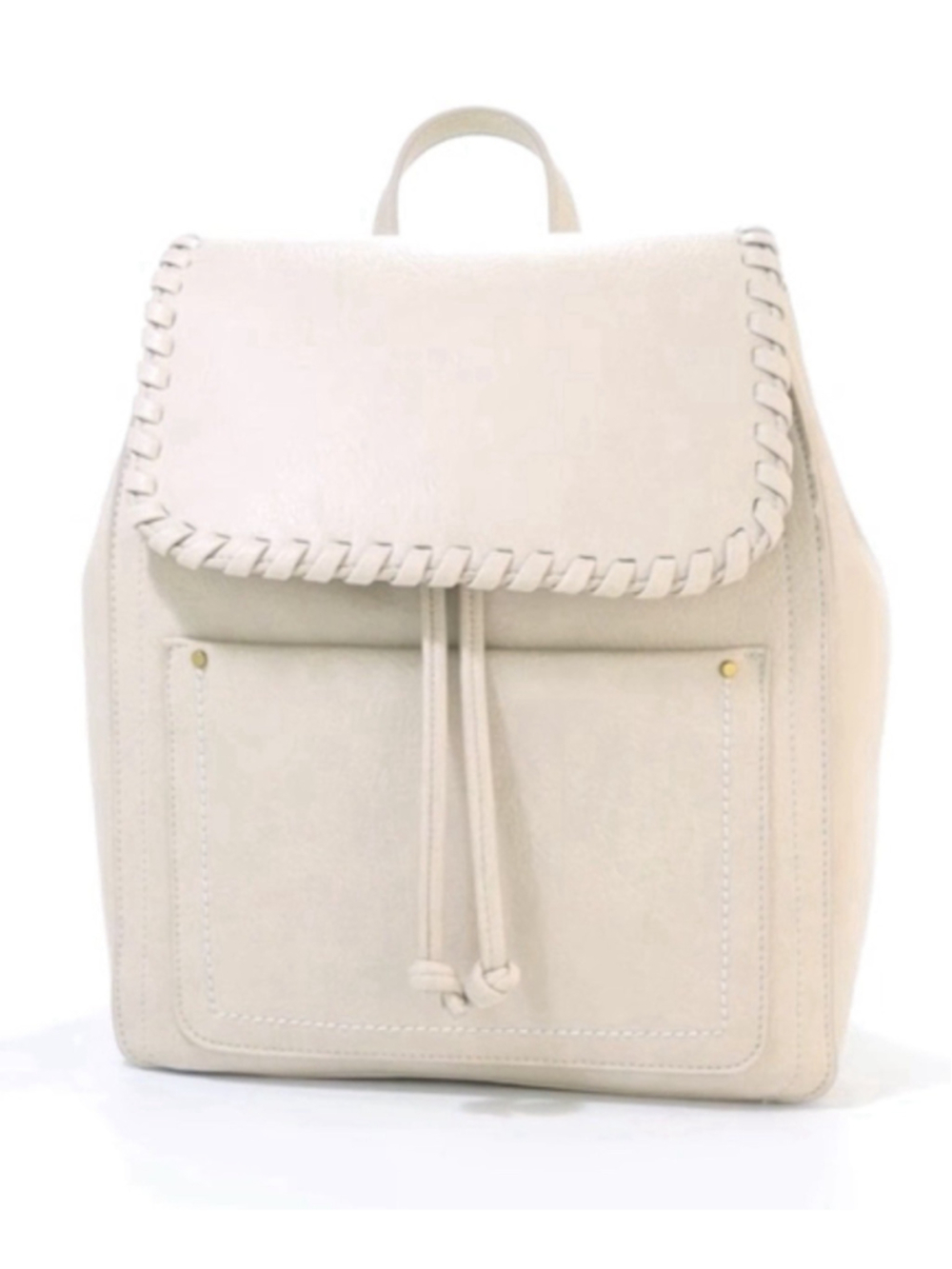 STYLE & CO Whip-Stitch faux-leather soft medium women's backpack Purse - Cream
